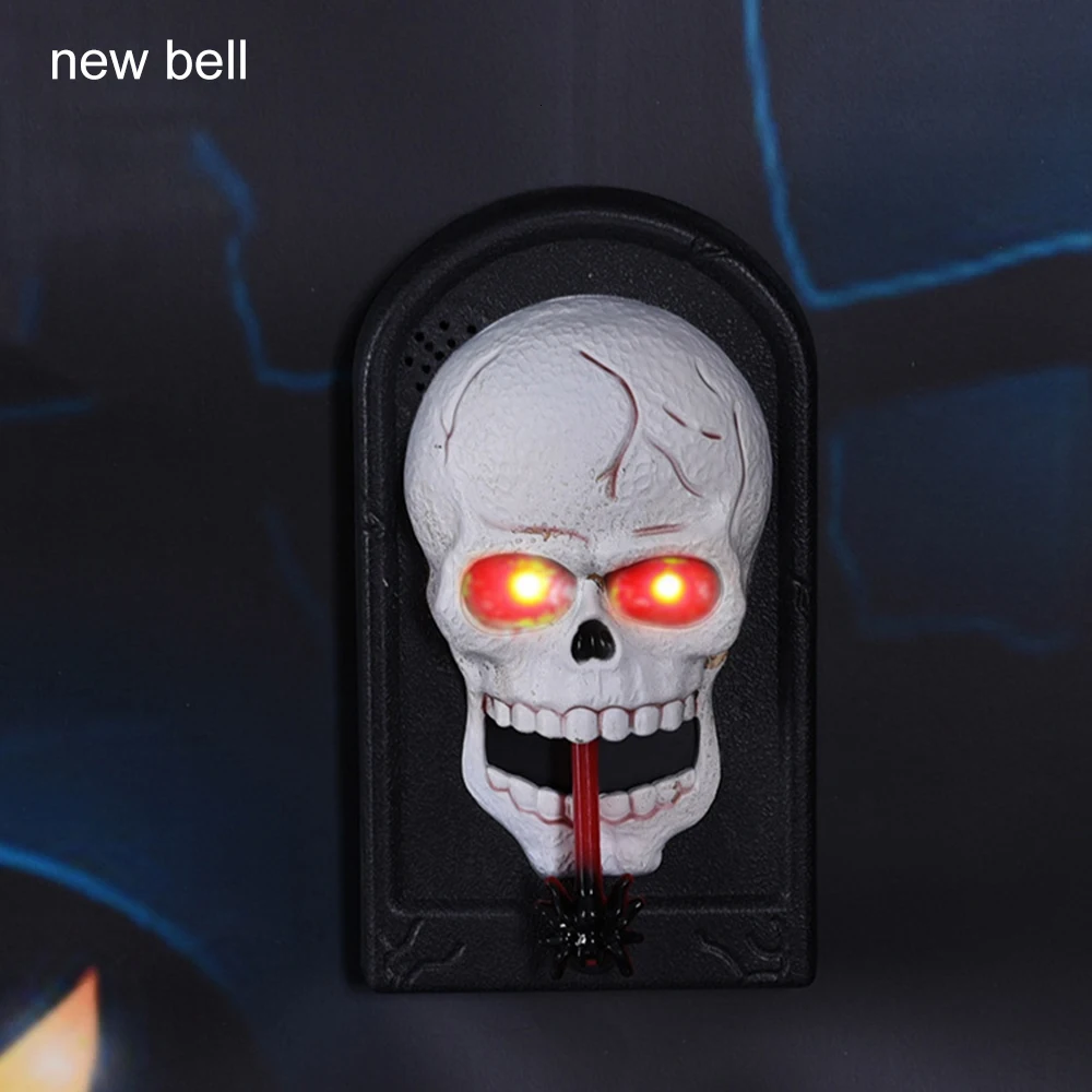 

1pc Halloween Horror Doorbell Halloween Led Skull Trick Toy Haunted House Props Party Supplies Led Pumpkin Skull Home Decoration