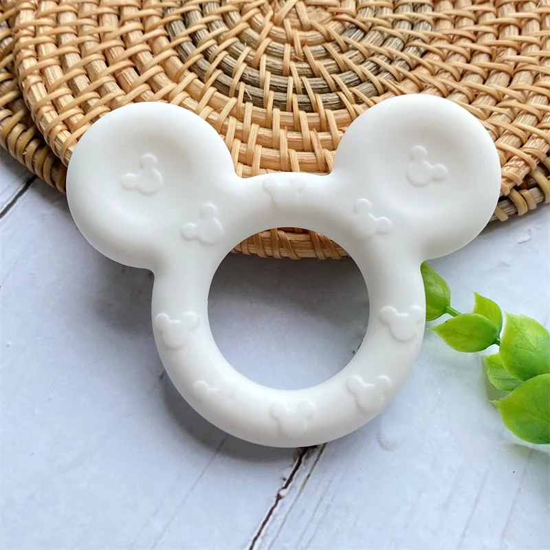 1pcs BPA Free Mickey silicone Teether Food Grade Cartoon Teether Nursing Gift  DIY Baby Teething Teether Toy Accessories Ring 5