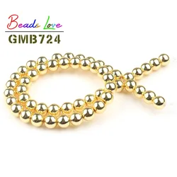 Rose Gold Hematite Round Beads for Jewelry Making and DIY Accessories (18K Gold)