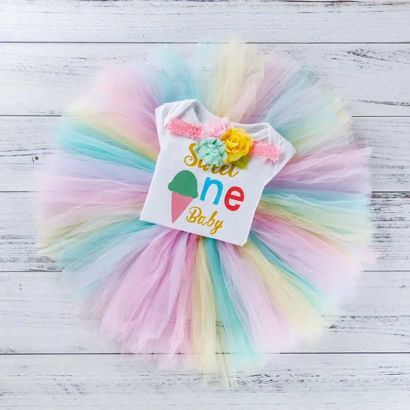 

Summer Newborn Baby Girl Clothes Set Fashion Baby Mermaid Pattern Romper Colorful Dress infant Cotton Costumes Vestido
