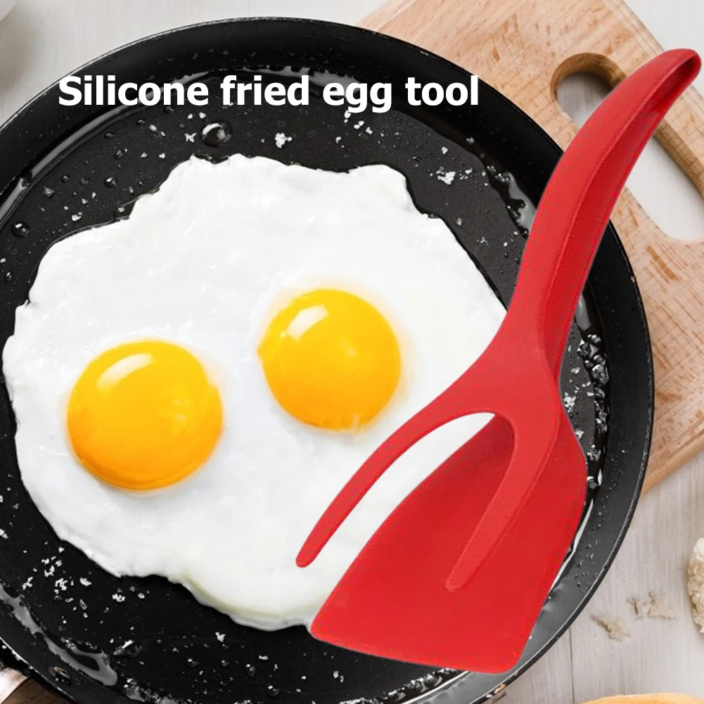 2 in 1 Spatula Spoon Kitchen Non Stick Grip Food Flip Fried Egg Bread Pancake Clamp Kitchen Cooking Turner Flipper Accessories