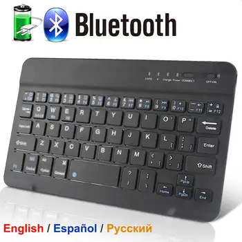 Teclado sem fio bluetooth, mini teclado para pc e ipad, teclado sem fio recarregável e silencioso, com bluetooth 1