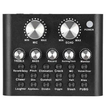 

Black Metal Shell V8 Digital Audio Sound Card For Phone Computer Live Online Singing Household Appliances