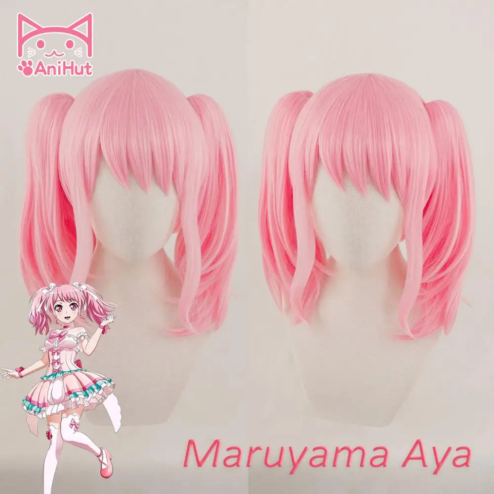 [Anihut】maruyama Aya Wig Game BanG Dream! Косплей парик синтетические розовые женские волосы