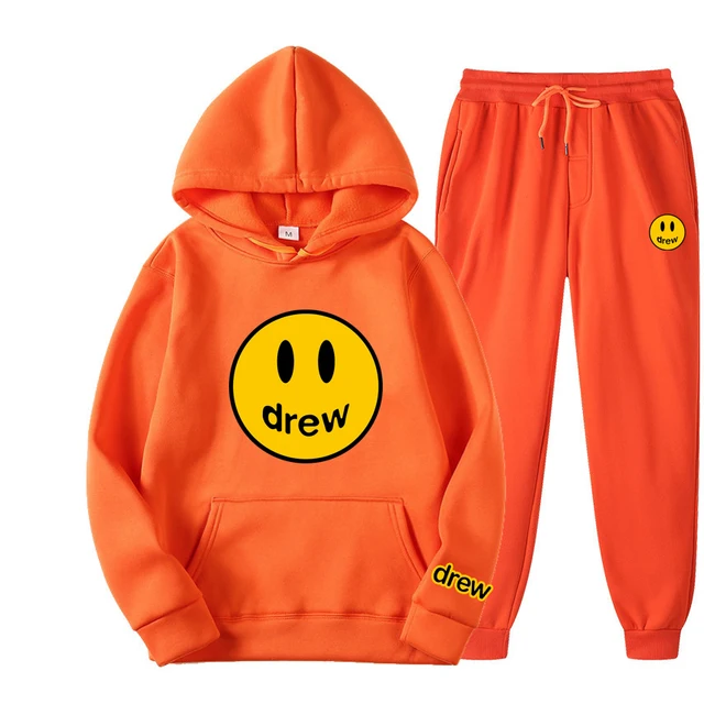 drew house 2022 Justin Bieber Fashion Man Tracksuits Mens Autumn Winter Brand Hoodies Jogging Suits Streetwear Athletic Sets 2