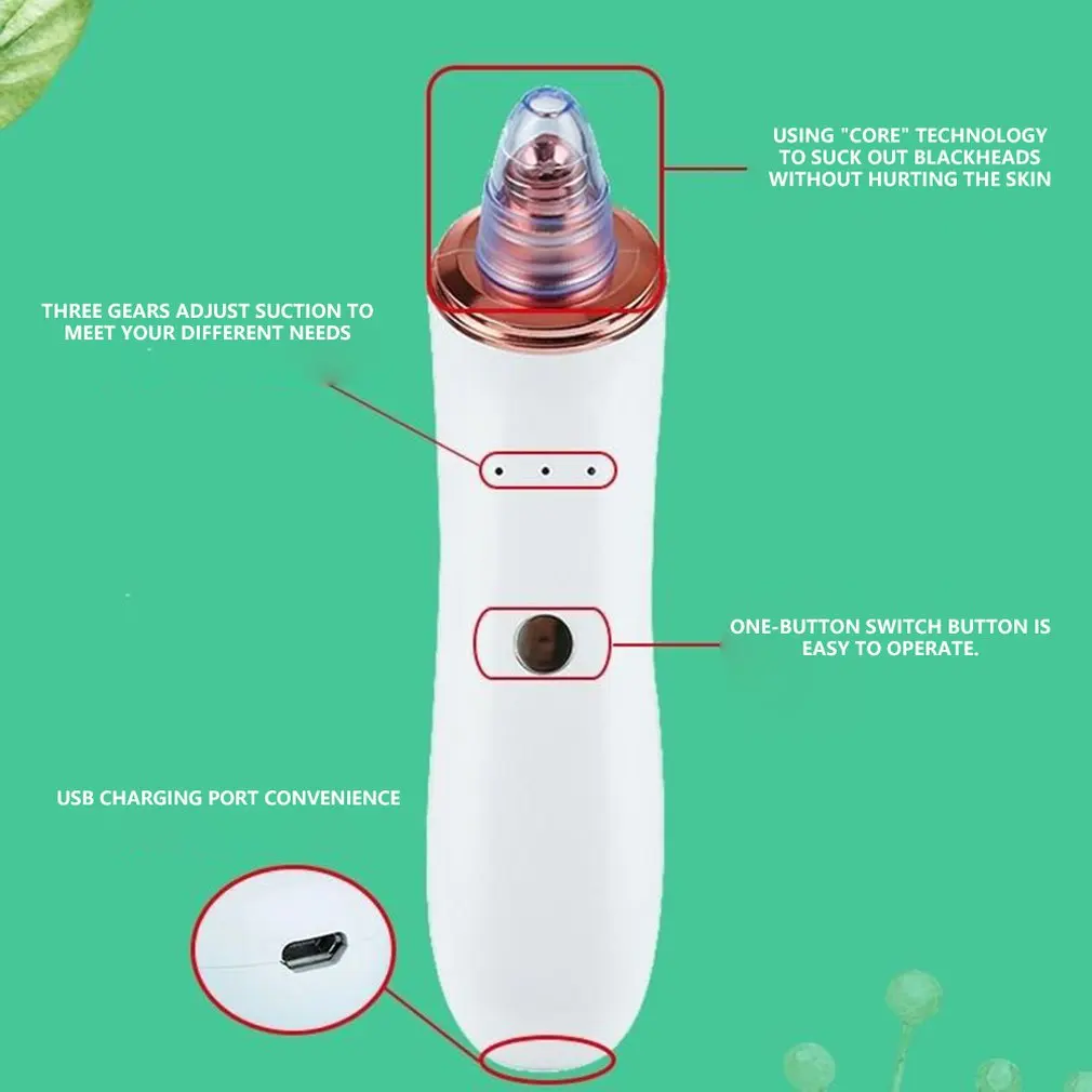 Портативный USB Перезаряжаемый вакуумный Электрический Очиститель пор для лица, средство для удаления черных точек, всасывающий инструмент для чистки лица