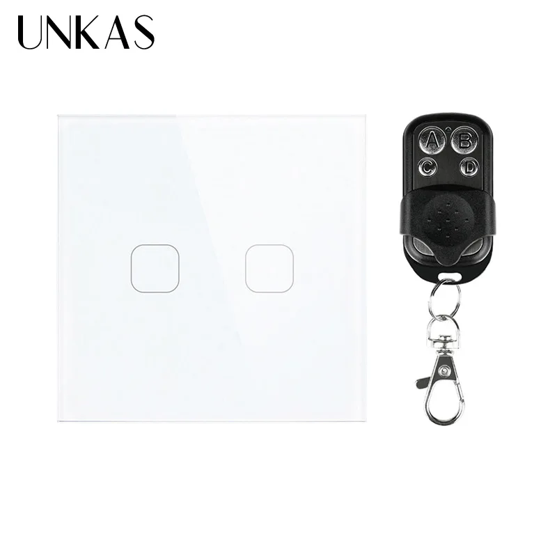 UNKAS AC 170~ 240 В ЕС/Великобритания стандарт 2 банды 1 способ дистанционного управления, настенный светильник, дистанционный сенсорный выключатель с мини-пультом дистанционного управления