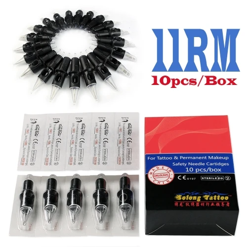 10 шт. Solong 5RM/7RM/9RM/11RM одноразовый круглый изогнутый Magnum RM для татуировки поворотный картридж для ручки иглы поставка стерильных игл