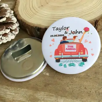 

30pcs Custom Personalized name date Bottle Opener Refrigerator magnet Souvenirs Wedding Favor Gifts Advertising Promotion Gifts