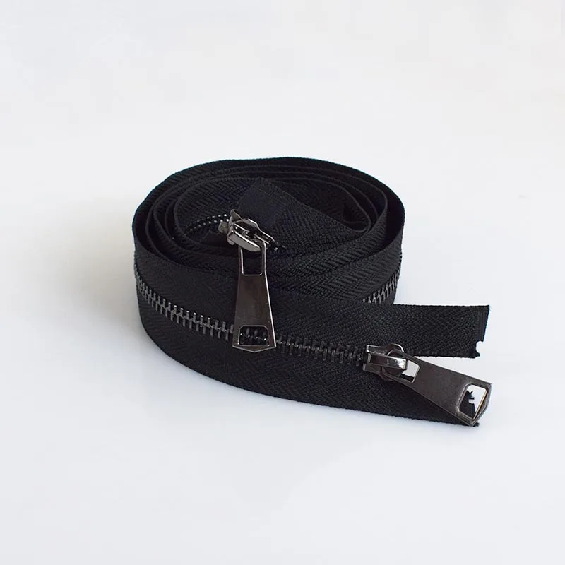 black-black Meetee 120 см 5# Металлические молнии двойной слайдер открытый конец молнии DIY Швейные Инструменты пуховик пальто одежда портной ремонт аксессуары - Цвет: black-black