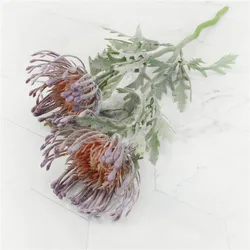 Vibrant Flocked Leucospermum Artificial Flowers (PURPLE)