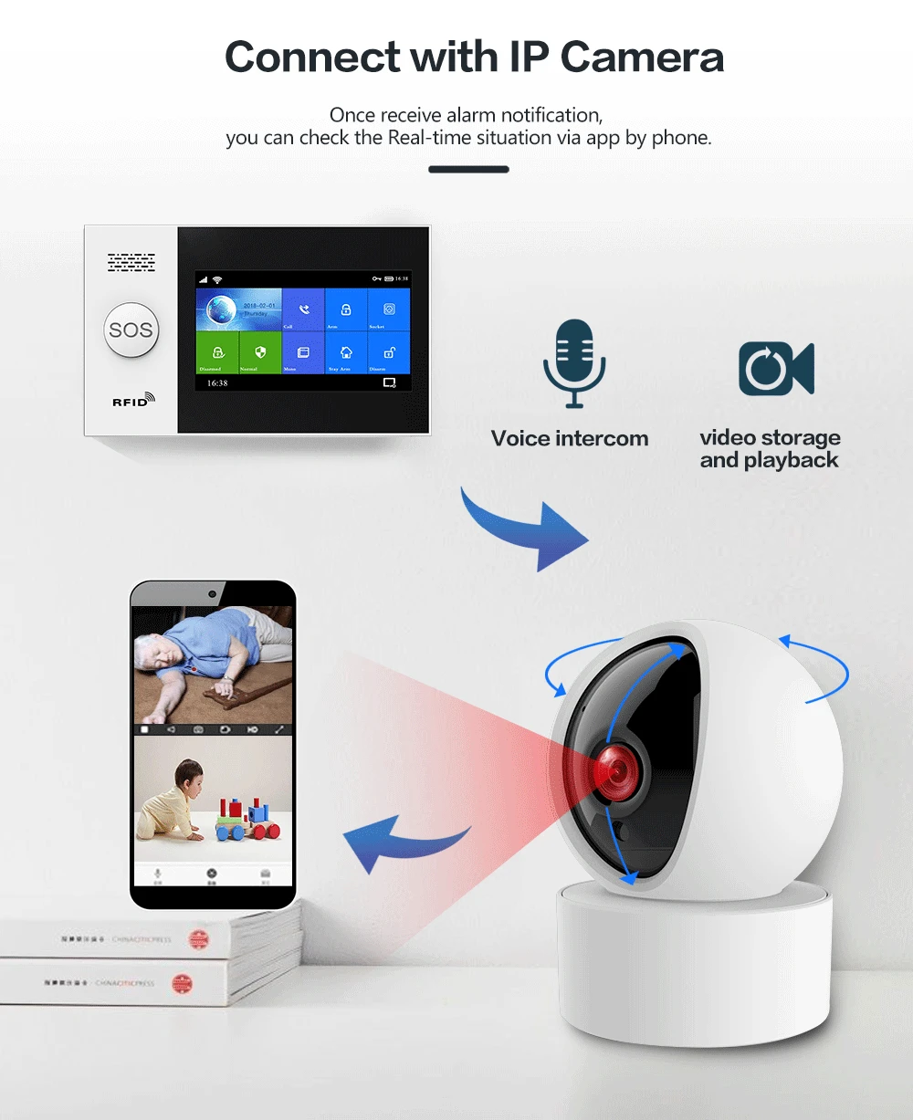 HIVA Alarm Systems Security Home Wifi Gsm with Pir Motion Sensor Tuya Smart Life Alarm work with Alexa elderly emergency button