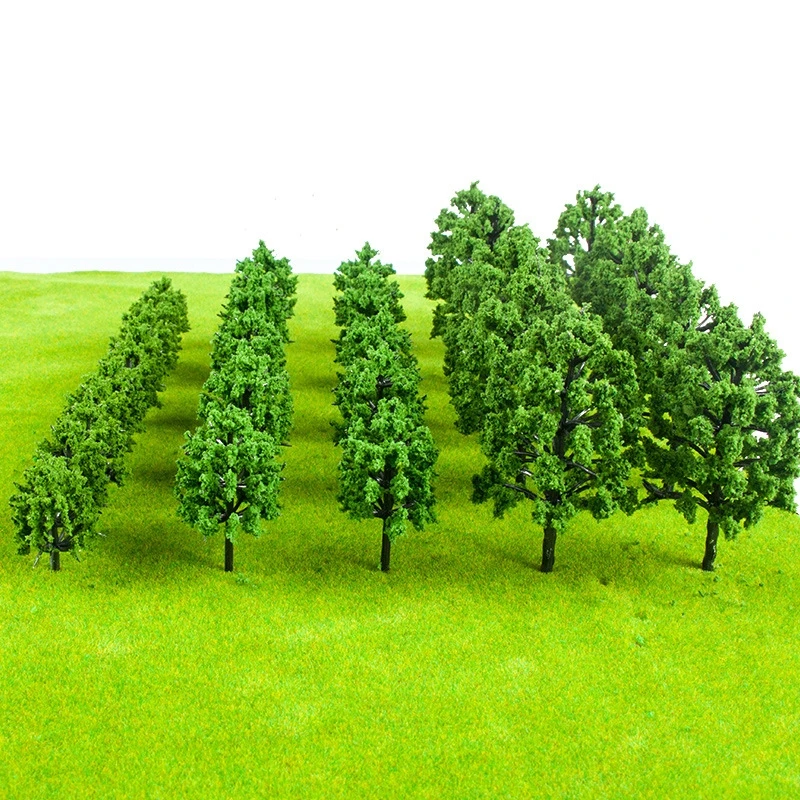 10Pcs Poplar Plastic Trees Model Light Green Leaves Railroad Railway Scene Scenery Landscape for Architecture Park Street Layout wooden ship model kits