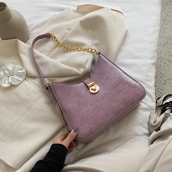 

Retro Crocodile Baguette shape Bags 2020 Popular New PU Leather Shoulder bags big size Underarm bags Fashion luxury tote bag