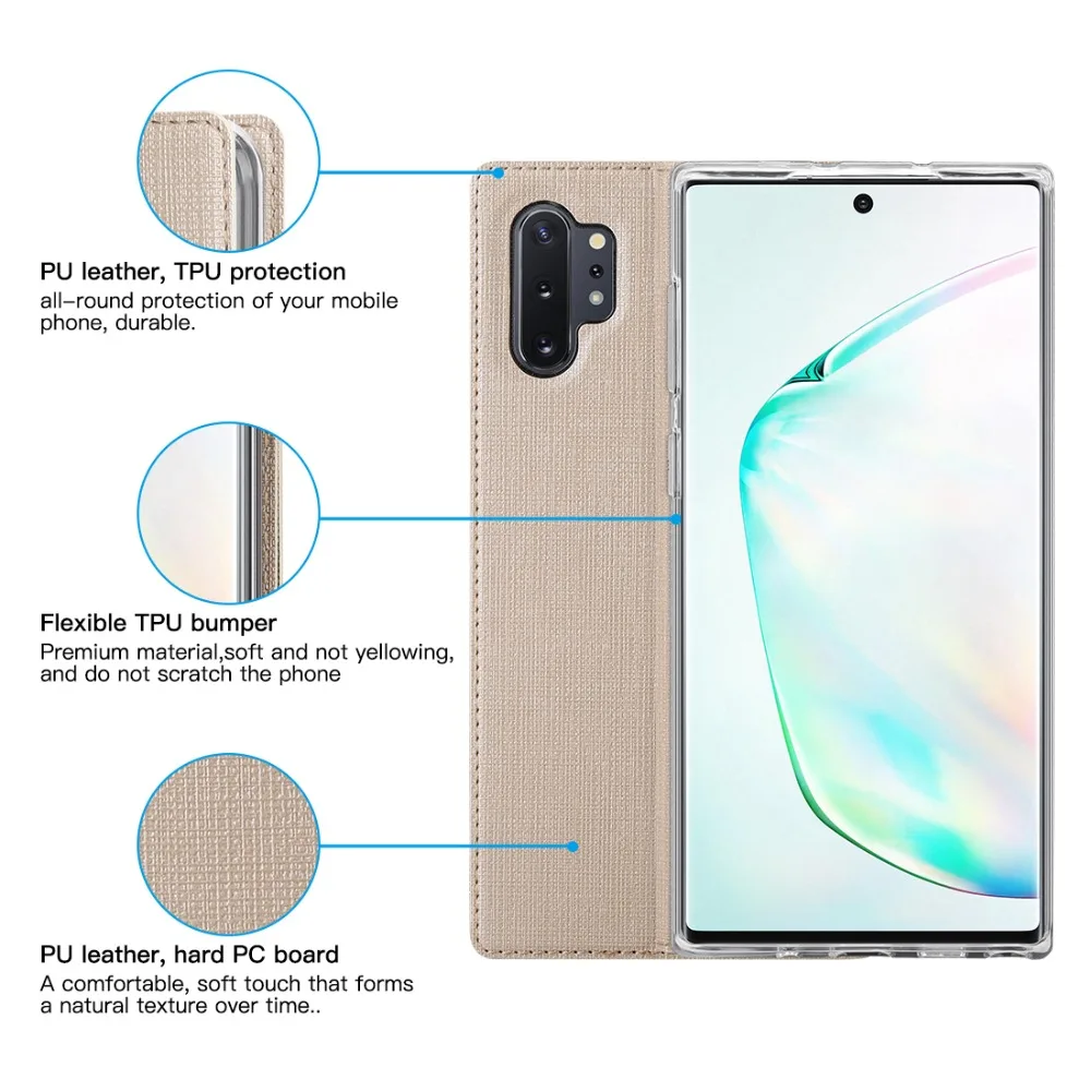 Для samsung Galaxy Note 10 Plus Чехол Кожаный Фолиант раскрывающийся чехол с подставкой и кредитными слотами для Galaxy Note 10 Plus