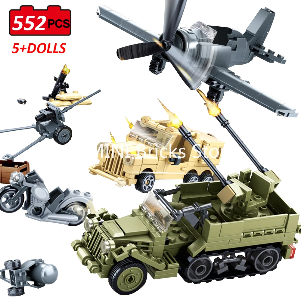 Конструктор Lego City Technic военный грузовик вертолет мотоцикл дети строительные