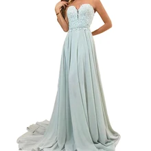 Элегантное ТРАПЕЦИЕВИДНОЕ платье для выпускного вечера с аппликацией, длинное милое платье без рукавов, сексуальное женское вечернее платье для вечеринки, Robe De Soiree