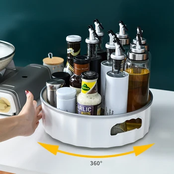 

Multi-function Kitchen Condiment Storage Box Fruit Rack Desktop Rotating Cosmetic Finishing Rack