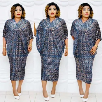 

African Clothes Loose Bat Sleeve Maxi Dress Women Dashiki High Quality V-Neck Ruffles Evening Dress Robe Plus Size Party club