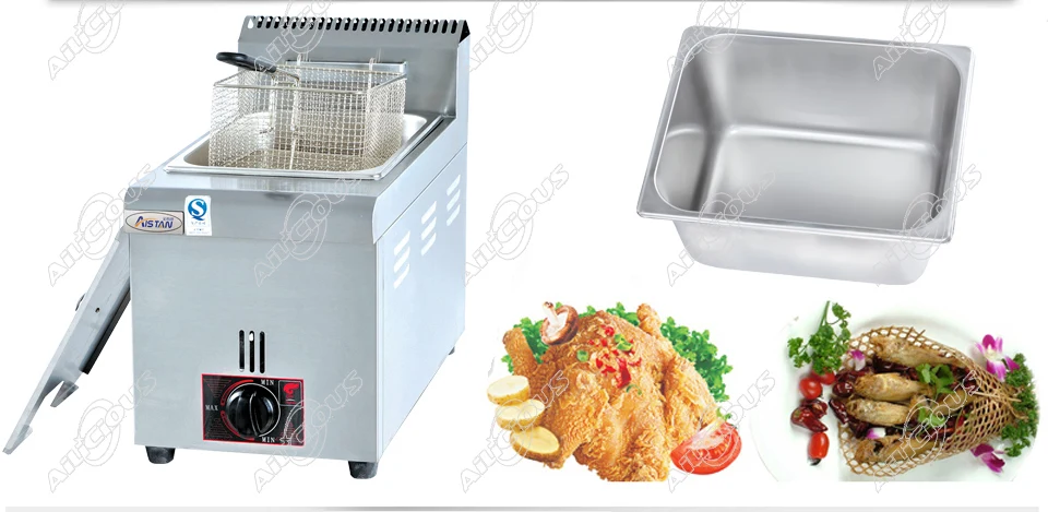 GF71 LPG газовый топ с глубоким вырезом фритюрница для картофеля из нержавеющей стали для Жарки Рыбы фритюрница духовка один бак два бака с корзинами