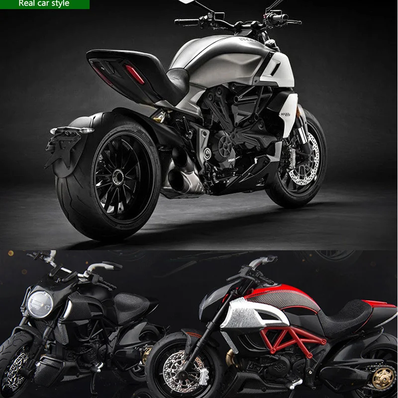 Hot 1:12 Scale Ducatis Diavel Metal Model With Light And Sound Diecast Pull Back Motorcycle Vehicle Alloy Toys Collection