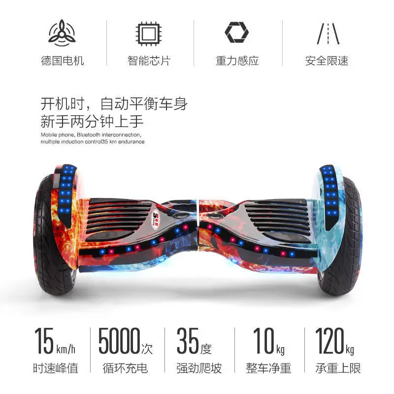 10 Inch Self Balancing Hoverboard-LED Light Wheel Self Balancing Scooter, Hoverboard for Kids Youth