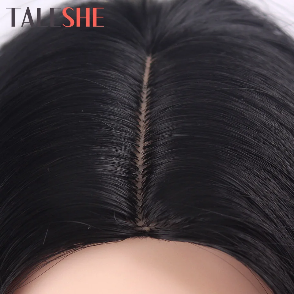Black Long Wavy Wigs for Black Women African American Synthetic Hair Middle Part Heat Resistant Natural Cosplay Fake TALESHE