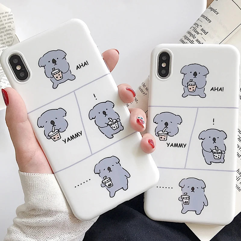Милый мультяшный чехол для телефона с изображением коалы iPhone 6 6s 7 8 Plus X Xs XR Max