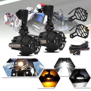 

40W Universal Motorcycle LED Auxiliary Light 6000K Driving Fog Lamp with Protector Spotlights Headlights for Harle y Honda BMW R