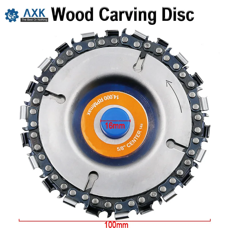 

4 Inch Wood Carving Disc and Chain 22 Tooth Fine Abrasive Cut Chain Saws Disc Chain Plate Tool for 125mm/115mm Angle GrindingDT