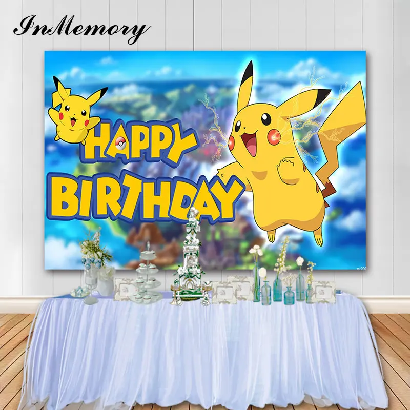 

InMemory 7x5FT Anime Elf Photo Backdrop Yellow Mouse Children Birthday Party Customized Photographic Backdrops for Photo Studio