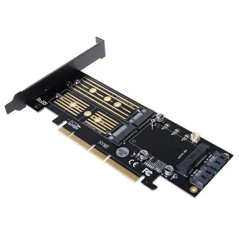 

PCI-E 3.0 X16 to M.2 SSD PCIE to M2 Adapter Raiser M Key B Key mSATA 2 x 7Pin SATA Port NVME M2 SSD AHCI mSATA 3 in 1 Riser Card