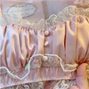 Japanese underwear girl retro palace style satin satin satin high grade Flower Lace Sexy rimless bra set GZ SA1 ► Photo 3/6