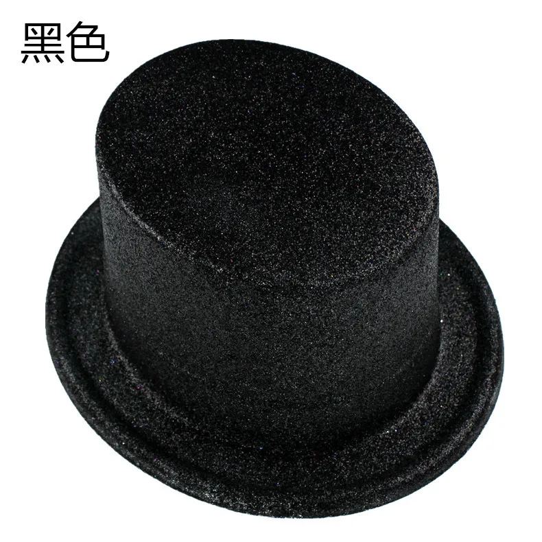 YOYOCORN, топ, шляпа Линкольна, Шляпа Волшебника, блестящая пудра, высокая шляпа, рождественский подарок для мужчин и женщин, джазовая шляпа на Хэллоуин - Цвет: Черный