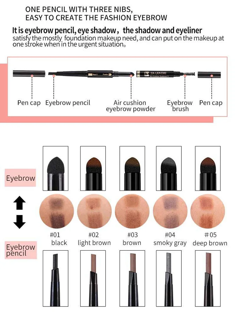 3 в 1 черный карандаш для бровей водонепроницаемый стойкий не цветущий вращающийся треугольник автоматический бровей коричневый ручка для татуажа