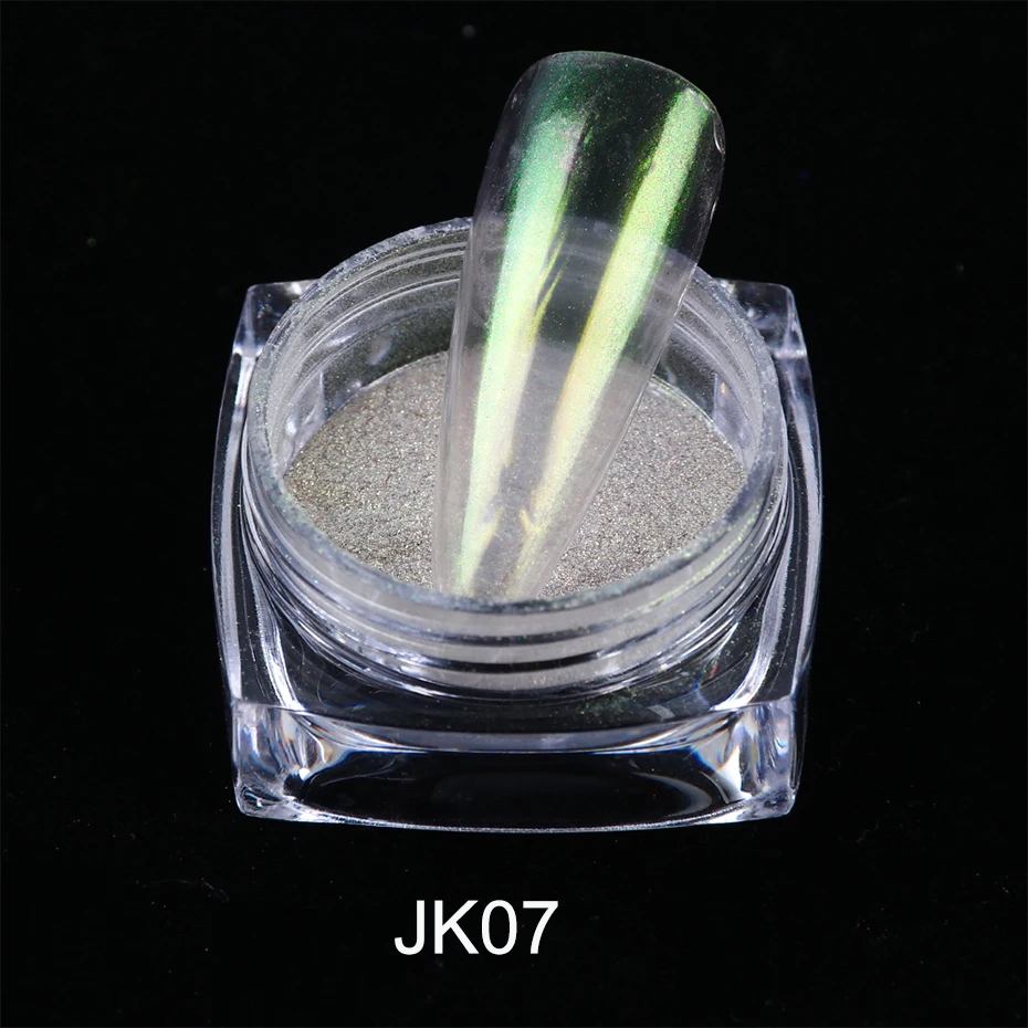 JK07 0,5 г прозрачный ледяной обнаженный блеск для ногтей Порошковая голографическая зеркальная Хромовая пигмент Хамелеон пыль погружение ногтей украшения LYJK01-12 - Цвет: JK07