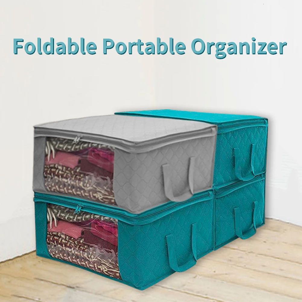 Foldable Home Storage Bag New Waterproof Non-woven Bedding Pillows Quilt Storage Bag Clothes Storage Bag Organizer Container B4