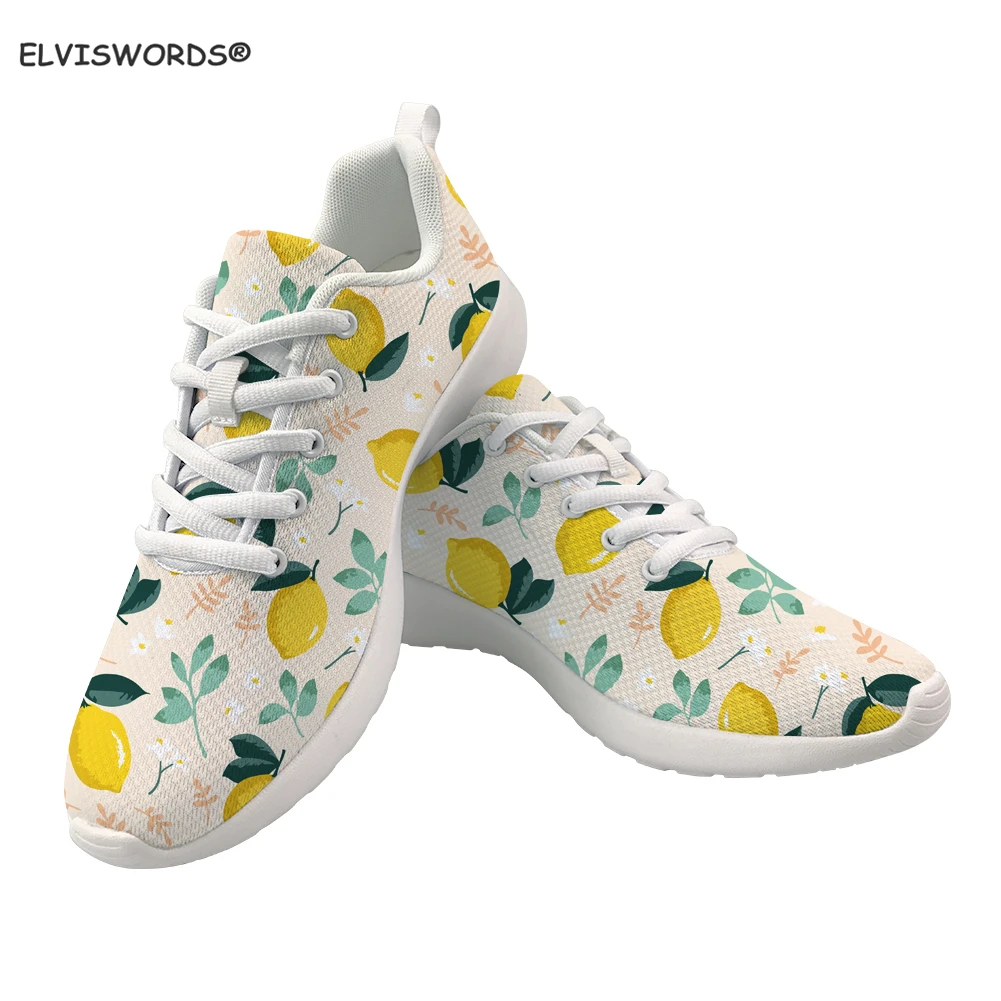 INSTANTARTS Spring Women Flats Shoes Lemon Pattern Mesh Lace up ...