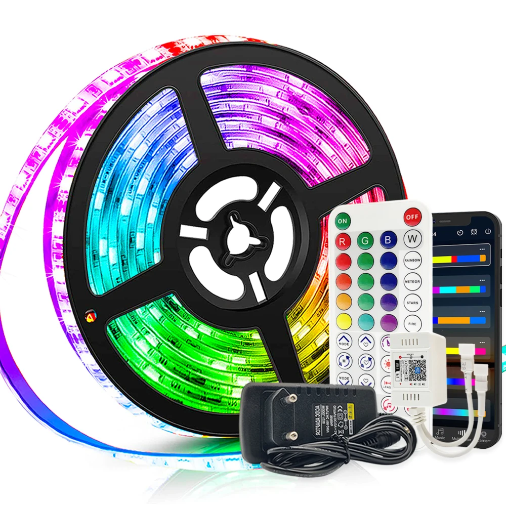 Светодиодная лента WS2812B 5-30 м Bluetooth управление Alexa Luces RGB 5050 Диодная