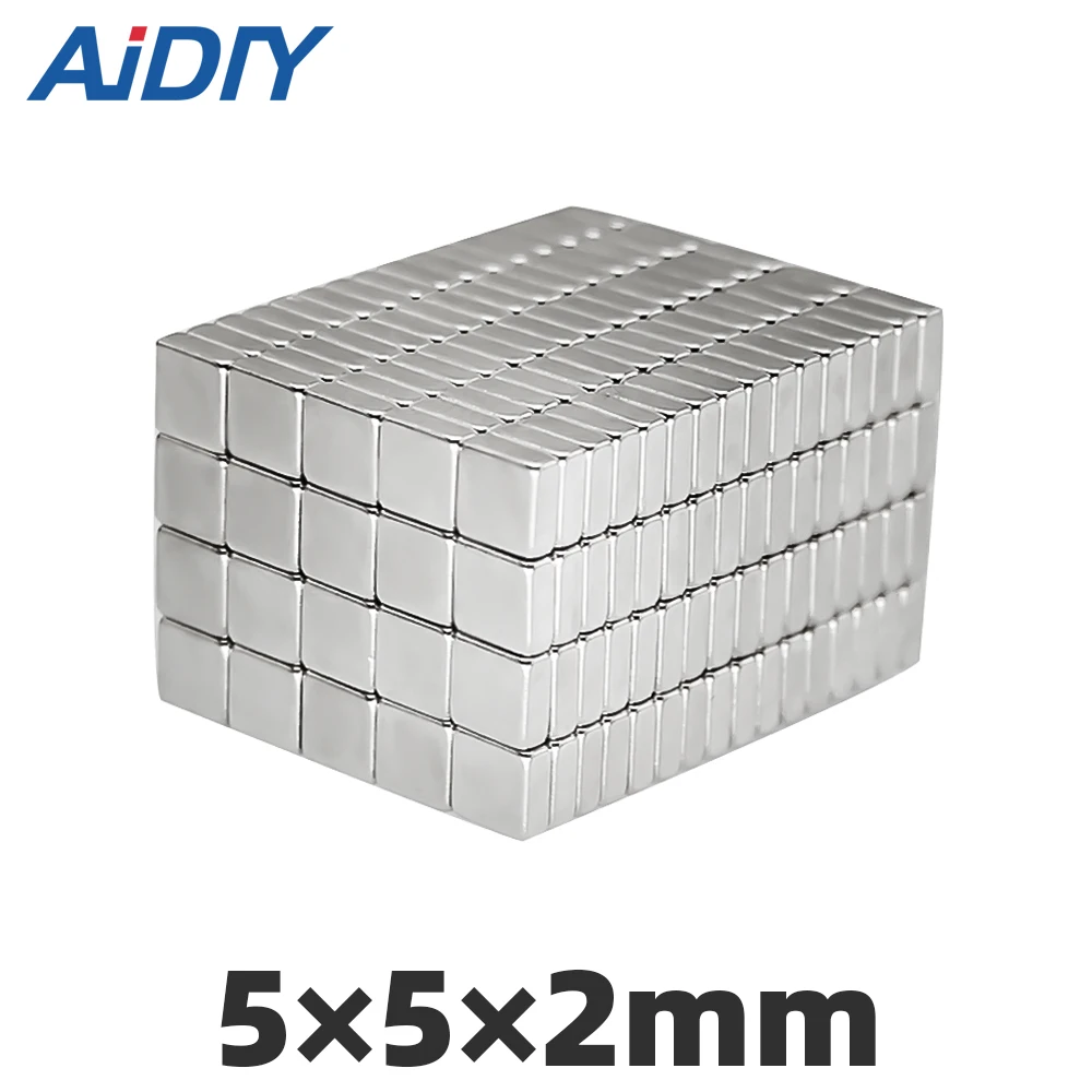 

100Pcs 5x5x2mm Block Neodymium Magnets Sheet 5mm x 5mm x 2mm Strong N35 Square NdFeB Rare Earth Magnet Cuboid Imanes 5*5*2 mm