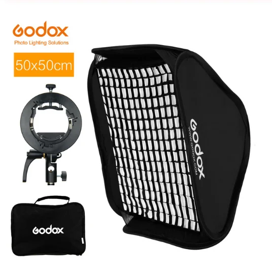 Godox S2 Speedlite вспышки Держатель Кронштейн+ соты Softbox сетка с креплением Bowens для уличной вспышки Godox V1 TT685 V860II TT350 AD200 флэш-памяти - Цвет: 50x50cm