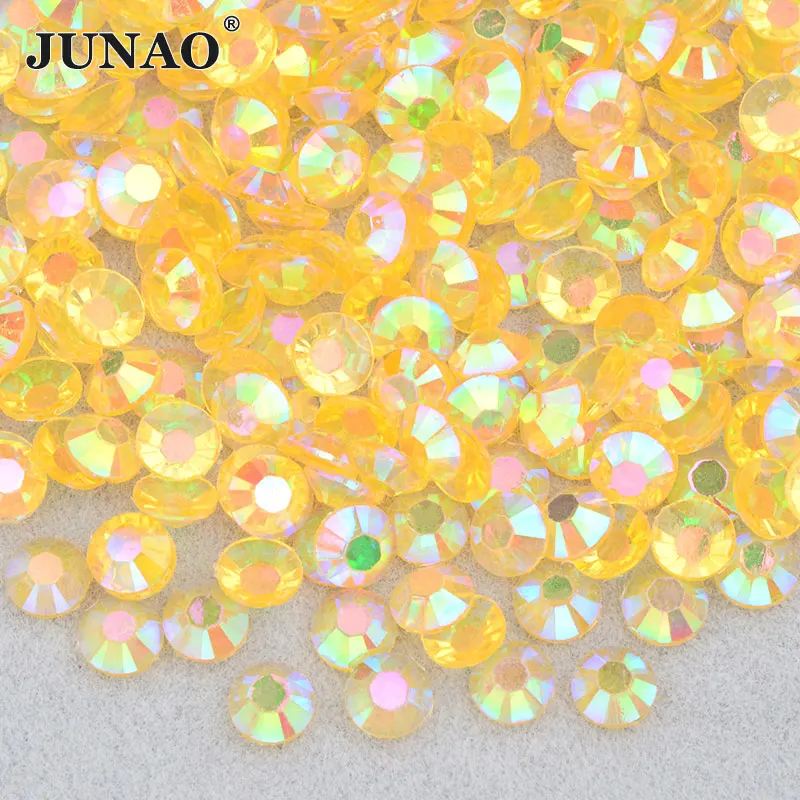 JUNAO Wholesale 2mm 3mm 4mm 5mm 6mm Jelly Rose AB Resin Rhinestone Flatback DIY Stones in Bulk Non Hot Fix Nail Strass Crystal 