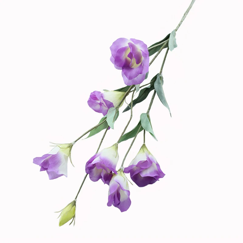 Фиолетовый Для свадьбы искусственные цветы 7 головок Eustoma искусственный шелк Gradiflorus Lisianthus декоративный цветок для дома отель Рождество 1 шт - Цвет: Фиолетовый