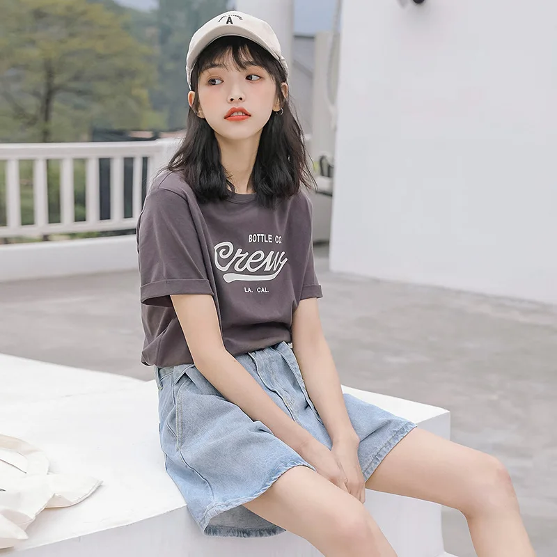 

Minus 2 Yuan Activity-Loose-Fit Lettered T-shirt Women's Hip Hop Half Sleeve Tops Online Celebrity Versatile Short Sleeve T-shir