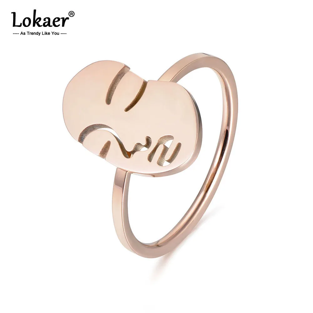 Женское кольцо для лица Lokaer классическое цвета розового золота из нержавеющей