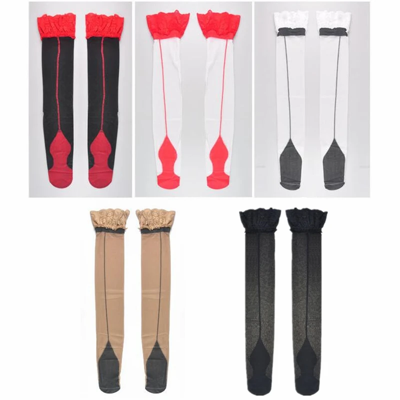 Пикантные Кружевные Прозрачные шелковые чулки в стиле ретро с кубинским