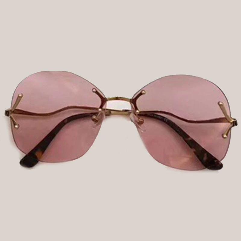 No2 Sunglasses Солнцезащитные очки без оправы высокого качества для женщин, фирменный дизайн, женские Овальные Солнцезащитные очки Lunette De Soleil Femme, женские ретро модные очки - Цвет линз: No2 Sunglasses