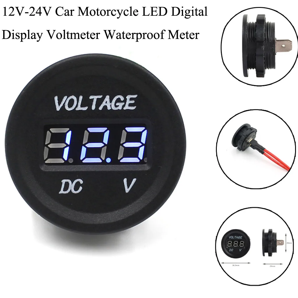 Аксессуары для мотоциклов 12 v-24 v Автомобиль Мотоцикл Led цифровой Дисплей вольтметр Водонепроницаемый вольтметр гнездо синий светильник# P10