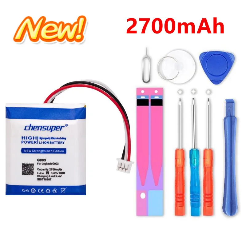Batteria Chensuper 2700Mah 533-000130 Per Batterie Mouse Wireless Logitech G403 G903 G900 G703 X100