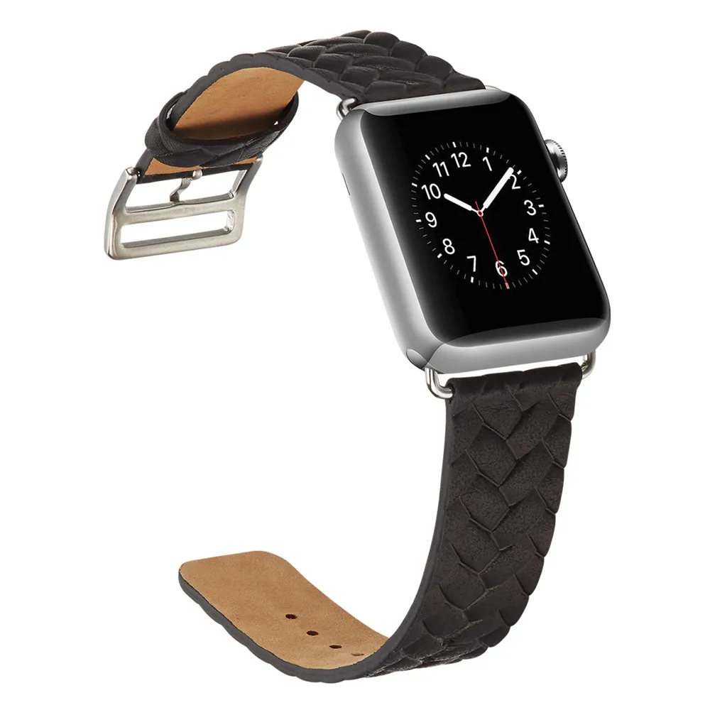 Кожаный ремешок для часов Apple 42 мм 38 мм Плетеный ремешок с узором для iwatch 4 3 2 1 повязки на запястья-браслеты коричневый ремешок для часов